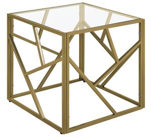 Tavolino Tavolino Piano In Vetro Trasparente Struttura In Metallo Dorato Cubo 50 x 50 cm Glam Modern Beliani