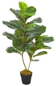 Pianta Artificiale di Ficus Lyrata con Vaso Verde 90 cm