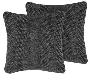 Set di 2 cuscini decorativi in maglia grigia 45 x 45 cm Accessori decorativi Boho retrò all'uncinetto Beliani