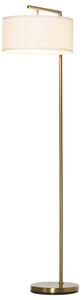 HOMCOM Lampada da Terra Moderna in Metallo e Paralume in Tessuto, Lampada da Lettura E27 47x37x153cm, Oro e Bianco