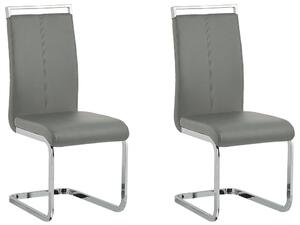 Set di 2 sedie da pranzo grigio ecopelle sedile imbottito con schienale alto a sbalzo sala conferenze moderno Beliani