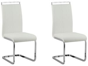 Set di 2 sedie da pranzo bianche con sedile imbottito in ecopelle con schienale alto per sale conferenze a sbalzo moderne Beliani