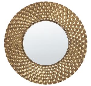 Specchio tondo con ampia cornice dorata per soggiorno camera da letto Beliani