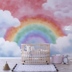 Carta da parati Arcobaleno tra le nuvole, Carta da parati per Bambini, Carta da parati per bambini Arcobaleno, w04644 : Uwalls.it