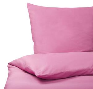 Set di biancheria da letto 135 x 200 cm in cotone a tinta unita rosa Beliani