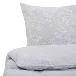 Set di biancheria da letto 135 x 200 cm in cotone motivo floreale grigio e bianco Beliani