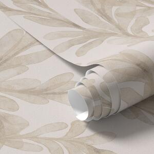 Carta da parati Rami color acquerello beige, delicato motivo botanico, Parati natura classici, Parati natura foglie classici, a00617 : Uwalls.it
