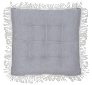 Cuscino per sedia quadrato grigio in tessuto di poliestere con frange 40 x 40 cm Beliani