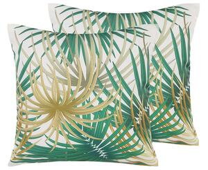 Set di 2 cuscini da esterno in poliestere Multicolore quadrato 45 x 45 cm motivo foglia di palma dal design moderno Beliani