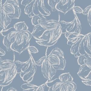Carta da parati Sfondo azzurro con fiori dai contorni gessati, Parati fiori e piante classici, a00625v3 : Uwalls.it