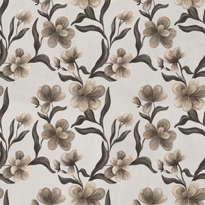 Carta da parati Fiori beige e rami scuri su sfondo grigio chiaro, Parati fiori e piante classici, a00626v1 : Uwalls.it