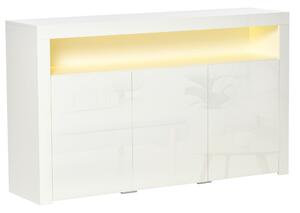 HOMCOM Credenza Moderna 3 Ante con Luci LED Colorate e Telecomando in Legno, 155x40x92cm - Bianco