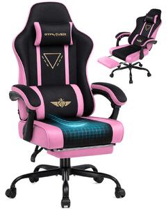 Sedia da gaming GTPLAYER, ergonomica, con rivestimento in tessuto, cuscino imbottito, braccioli regolabili e poggiapiedi, capacità di carico fino a 150 kg