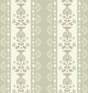 Carta da parati Ornamento a strisce con colonne floreali nei toni del salvia, Parati fiori e piante classici, a00719 : Uwalls.it