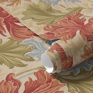 Carta da parati Grandi crisantemi dai toni caldi su sfondo beige, Parati fiori e piante classici, a00743 : Uwalls.it