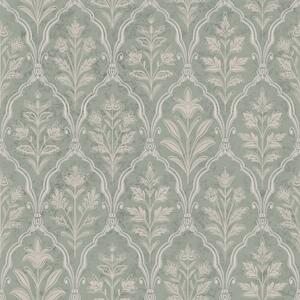 Carta da parati Damasco color menta con raffinati medaglioni floreali, Parati fiori e piante classici, a00741 : Uwalls.it
