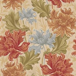 Carta da parati Grandi crisantemi dai toni caldi su sfondo beige, Parati fiori e piante classici, a00743 : Uwalls.it