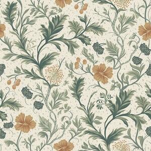 Carta da parati Rami sottili con fiori e bacche su sfondo granuloso, Parati fiori e piante classici, a00744 : Uwalls.it