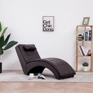 281339 Chaise Longue with Pillow Brown Faux Leather