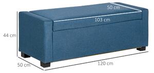 HOMCOM Panca Fondoletto con Vano Contenitore, Cassapanca di Design, Panca Imbottita in Tessuto Blu, 120x50x44cm