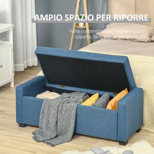 HOMCOM Panca Fondoletto con Vano Contenitore, Cassapanca di Design, Panca Imbottita in Tessuto Blu, 120x50x44cm