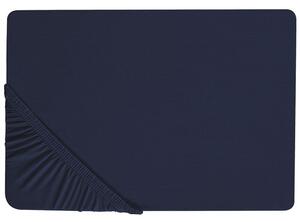 Lenzuolo con angoli cotone blu marino 90 x 200 cm coprimaterasso elasticizzato modello classico a tinta unita camera da letto classica Beliani