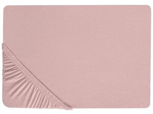 Coprimaterasso in cotone rosa con bordi elastici 90 x 200 cm Beliani