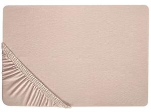 Lenzuolo con angoli cotone beige 90 x 200 cm coprimaterasso elasticizzato modello classico a tinta unita camera da letto classica Beliani