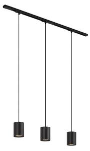 Sistema di illuminazione a binario moderno con 3 luci a sospensione nero 1 fase - Iconic Holt