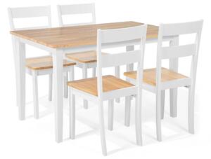 Set da pranzo in legno massello bianco con piano in legno chiaro a 4 posti 114 x 68 cm moderno scandinavo Beliani
