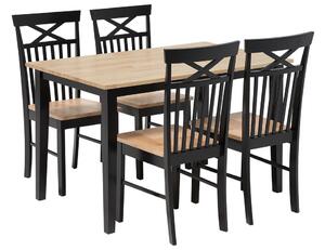 Set da pranzo in legno massello Nero con piano in legno chiaro a 4 posti 120 x 75 cm moderno scandinavo Beliani