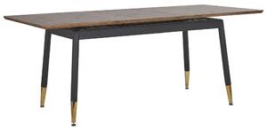 Tavolo da Pranzo Allungabile Piano in Legno Scuro e Gambe in Metallo Nero 160/200 cm Beliani