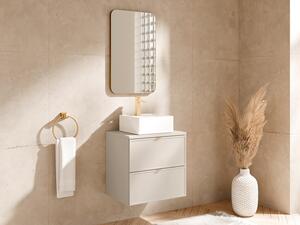 Mobile bagno sospeso con lavabo da appoggio quadrato Beige 60 cm - ONDIL