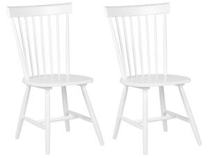 Set di 2 sedie da pranzo in legno di gomma bianco rustico vintage con schienale alto dipinto da soggiorno Beliani
