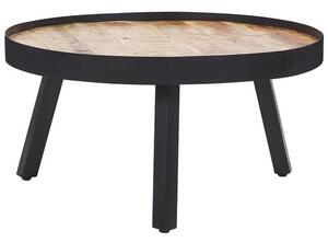 Tavolino da caffè piano in legno di mango chiaro e base in metallo Nero Beliani