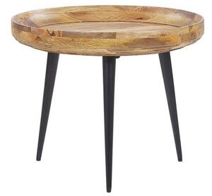 Tavolino da caffè piano in legno di mango chiaro e base in metallo nero Beliani