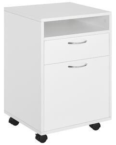 HOMCOM Cassettiera Documenti da Ufficio con 2 Cassetti e 4 Ruote, Maniglie Metallo, Organizzazione Ottimale, 40x35x60 cm, Bianco | Aosom Italy