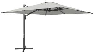 Outsunny Ombrellone a Sbalzo con Manovella e Base a Croce, in Poliestere, Alluminio e Metallo, 365x297x256 cm, Grigio Chiaro