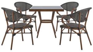 Set da pranzo da giardino a 4 posti Sedie impilabili con tavolo quadrato con struttura in alluminio Nero e grigio Beliani