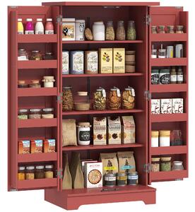 HOMCOM Armadio a 5 livelli da Cucina con Ante e Ripiani Regolabili in Effetto legno, 60x40x120 cm, Rosso | Aosom Italy