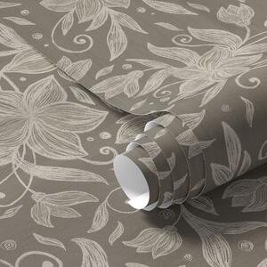 Carta da parati Fiori lineari leggeri, volute decorative, Parati fiori e piante classici, a00630v1 : Uwalls.it