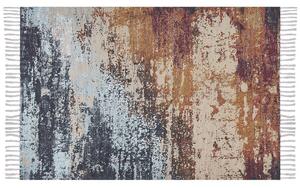 Tappeto in poliestere multicolore motivo astratto acquerello cotone 140 x 200 cm nappe fatto a mano Beliani