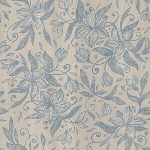 Carta da parati Motivo floreale lineare blu su beige caldo, Parati fiori e piante classici, a00630v2 : Uwalls.it