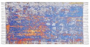 Tappeto in poliestere Multicolore motivo astratto in cotone fatto a mano con nappe 80 x 150 cm Beliani