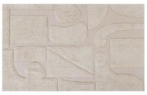 Tappeto Beige di Cotone fatto a mano morbido con motivo astratto 140 x 200 cm Beliani