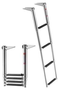 Scala per imbarcazioni, scala di accesso - Scala telescopica di poppa, 4 gradini - Estendibile - Gradini antiscivolo - Capacità di carico: 408 kg - Acciaio inossidabile 304 - Adatta per barche, pontili, moli, piscine - Argento