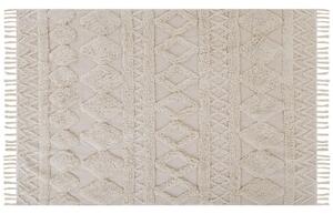 Tappeto minimalista beige in cotone con motivo geometrico 140 x 200 cm Beliani