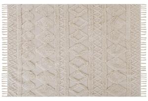 Tappeto minimalista beige in cotone con motivo geometrico 140 x 230 cm Beliani