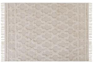 Tappeto Beige di Cotone Fatto a mano stile marocchino motivo con quadrifogli 160 x 230 cm Beliani