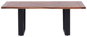 Tavolino da caffè in legno chiaro e acacia nera con gambe a slitta in metallo stile rustico industriale Beliani